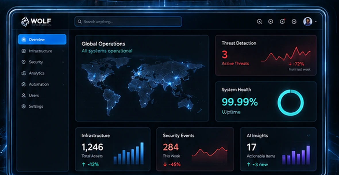 Concept art of a futuristic network operations dashboard